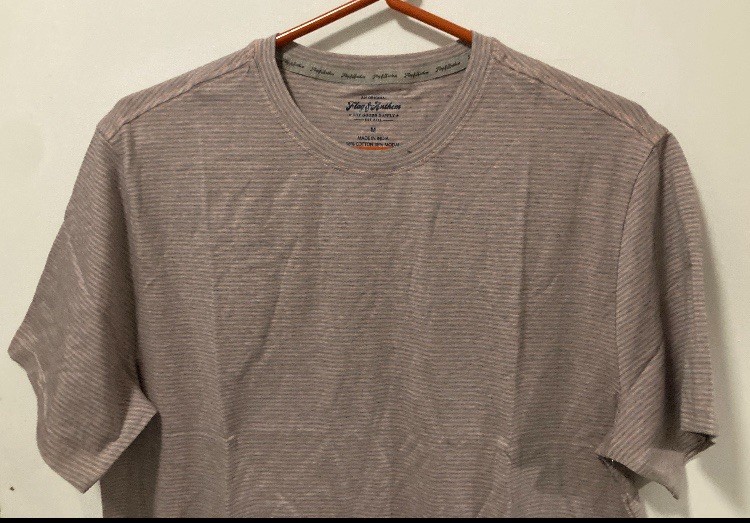 Flag & Anthem Men's Taupe Horizontal Grey Striped Short Sleeve T-Shirt Medium gallery