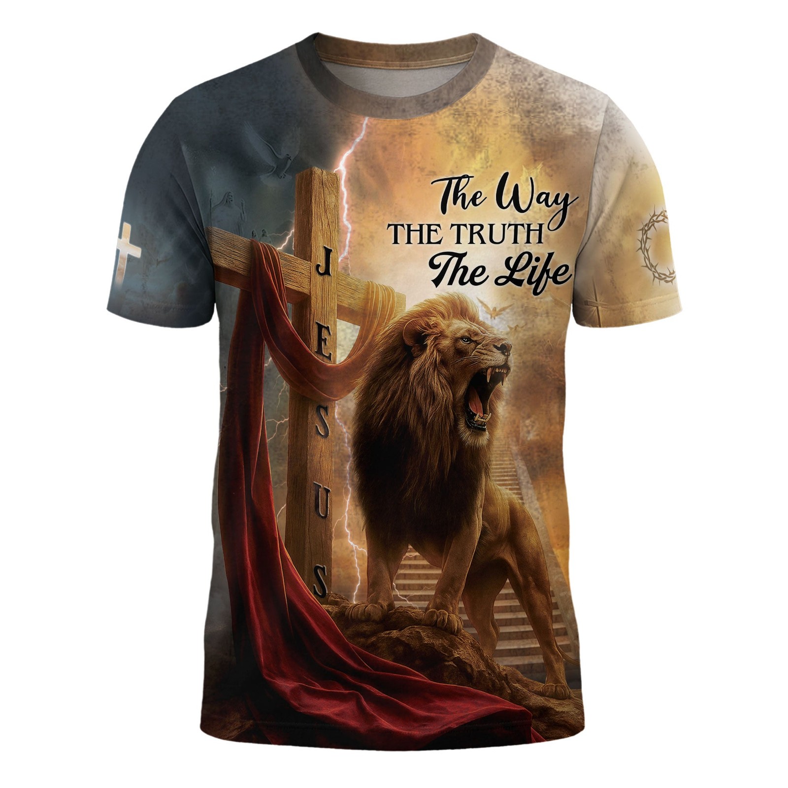 The Lion's Roar In The Storm The Way The Truth The Life T-Shirt Full Size S-5XL gallery