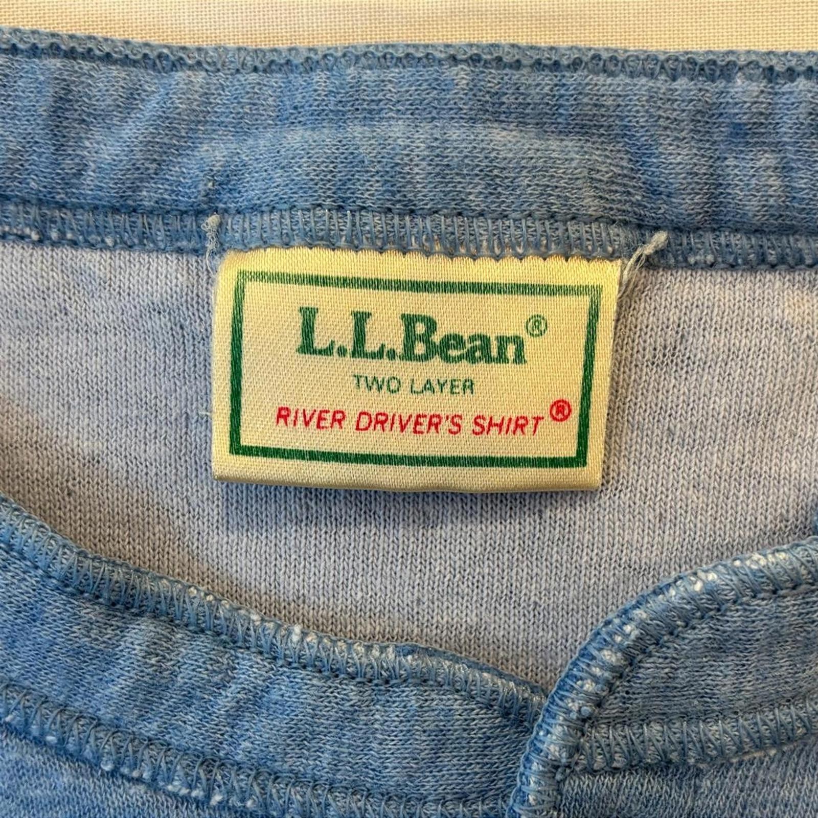 Vintage LL Bean River Driver Shirt Henley Large Tall Two Layer Wool Blend USA gallery