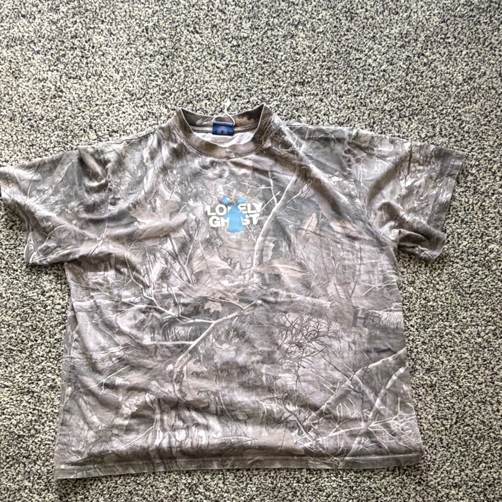Lonely Ghost Dutch Bros Camo Graphic Logo Crew Neck Short Sleeve Tee Gray/Blue M gallery