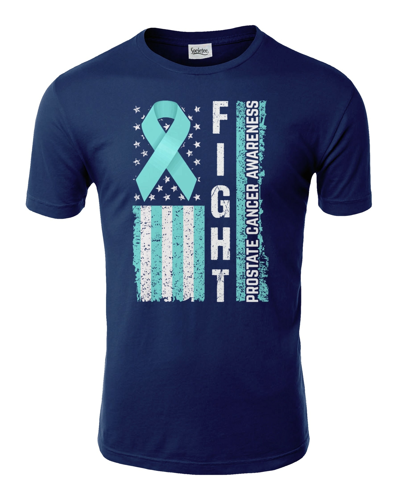 Fight Disease Prostate Cancer Awareness USA Flag Ribbon Unisex Tee Tshirt
