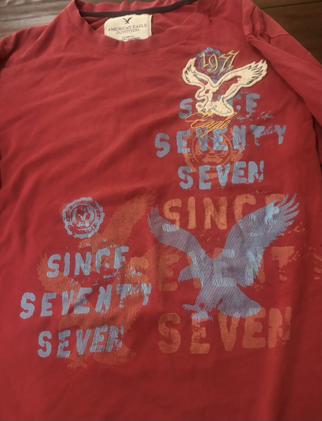 Y2K Red American Eagle Long Sleeve Shirt With Eagle Graphic gallery