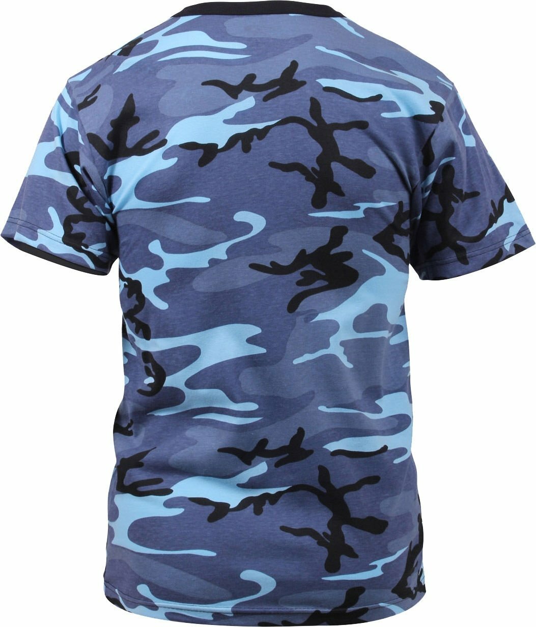 Mens Sky Blue Camouflage Tactical Military Short Sleeve T-Shirt gallery