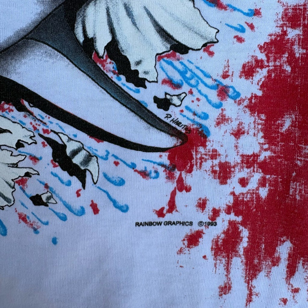 Rare Vintage 1993 Shark Attack T-Shirt Miller Brand Made in USA Big Graphic M gallery