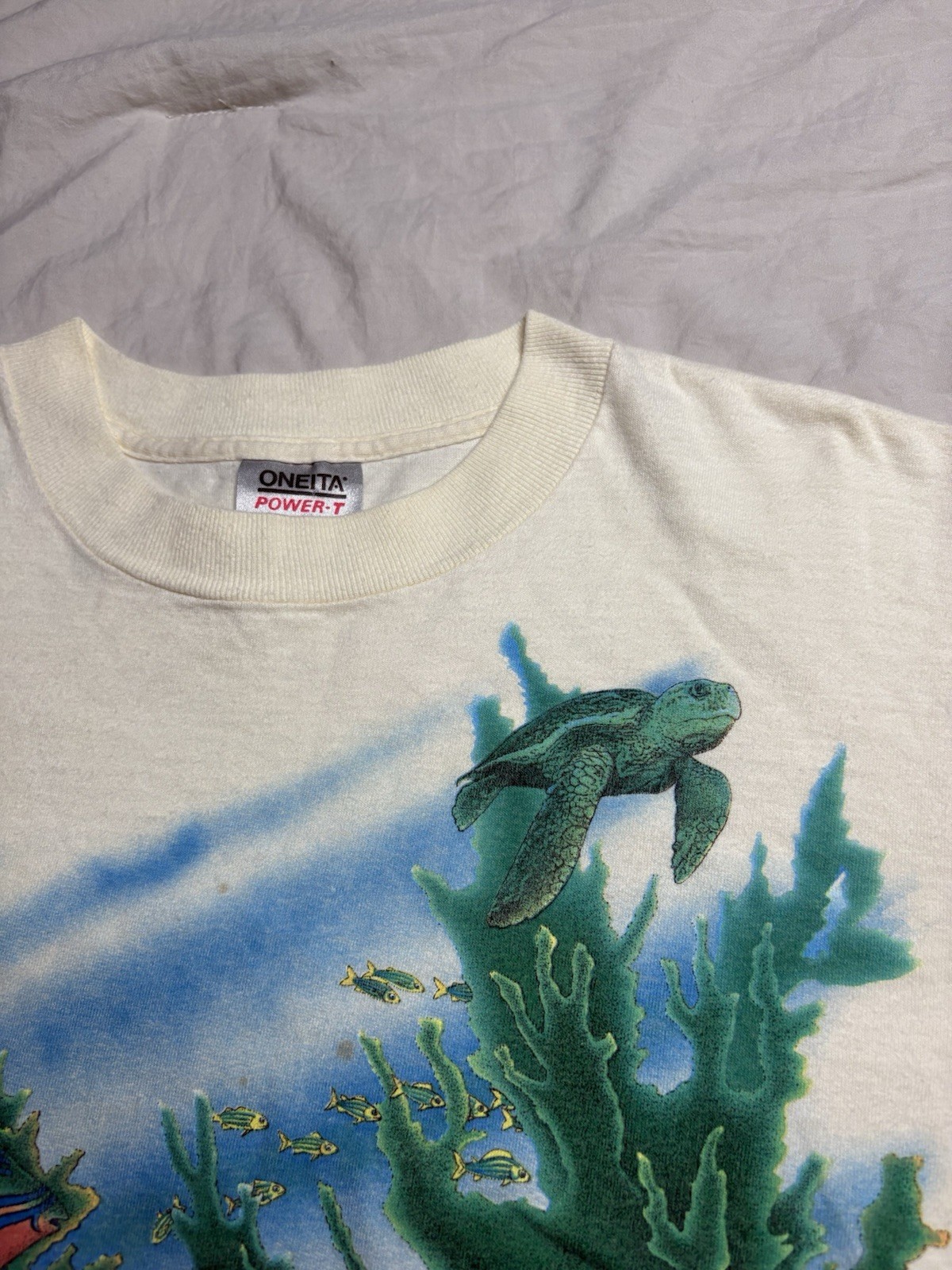 Vintage ‘88 Oneita Sea Life Shark Nemo Harlequin Underwater Thin Single Stitch M gallery