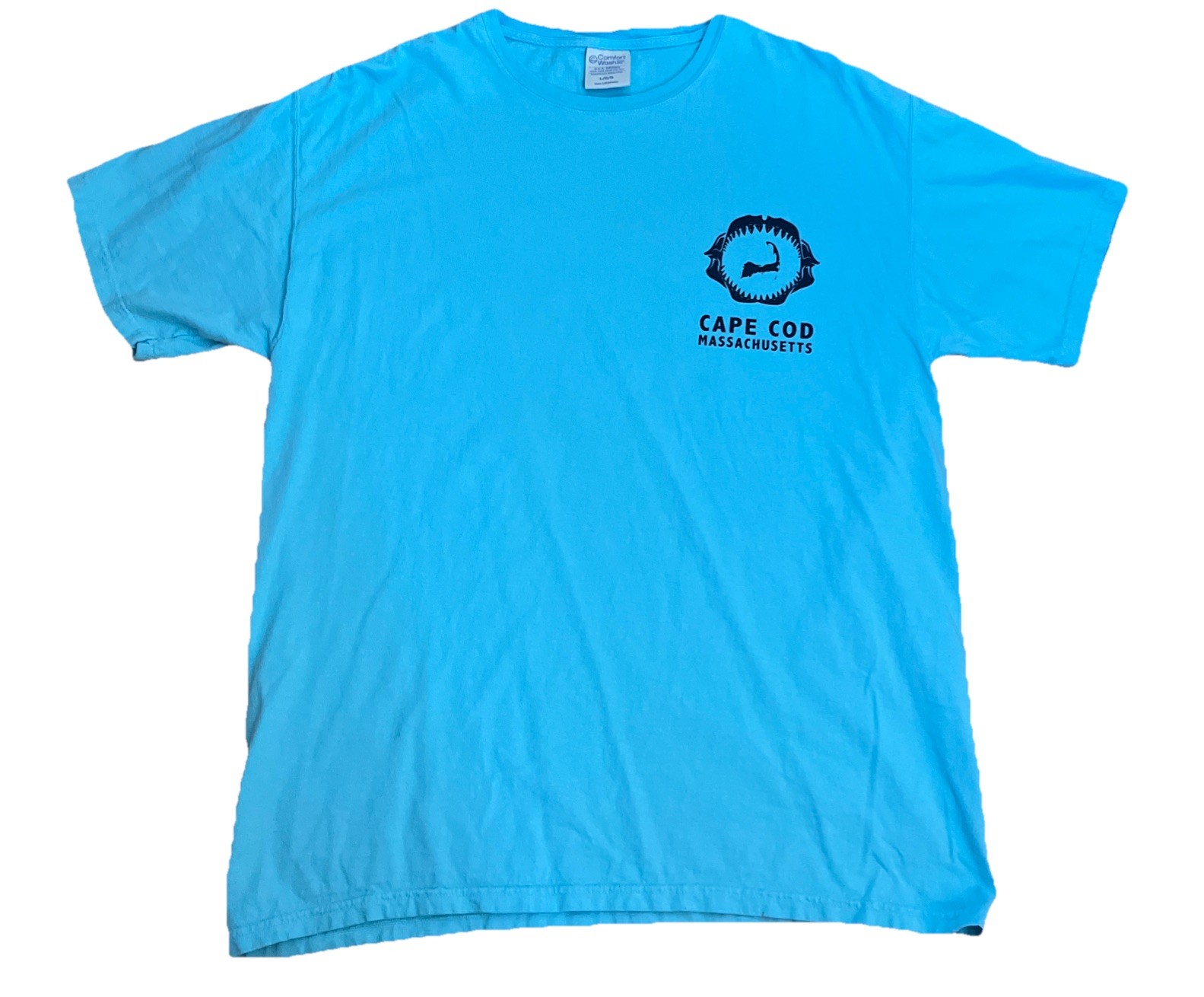 Comfort Wash Mens T Shirt Cape Cod Double Sided Shark Blue Size Large gallery