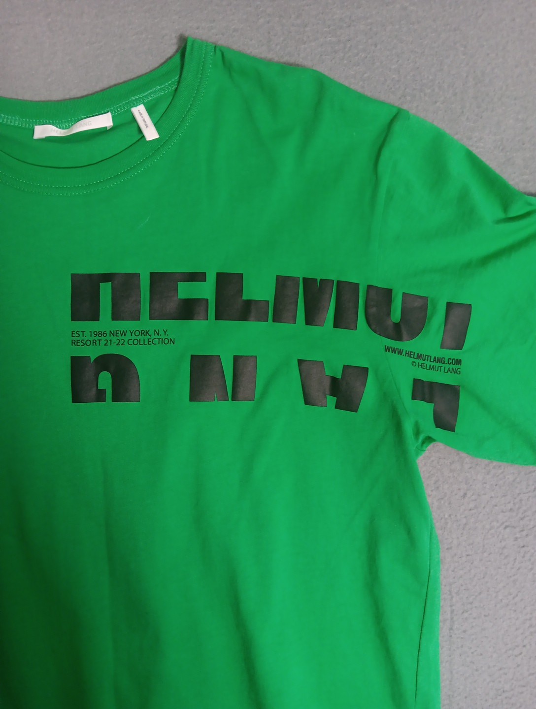 Helmut Lang Men's Green Crewneck Logo Cotton Short Sleeve T-Shirt Sz MEDIUM gallery
