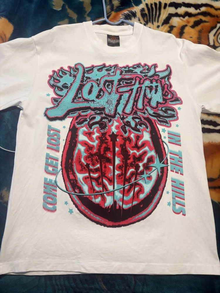 Lost Hills Mens White Graphic Logo Double-Sided Crew Neck T-Shirt Size L