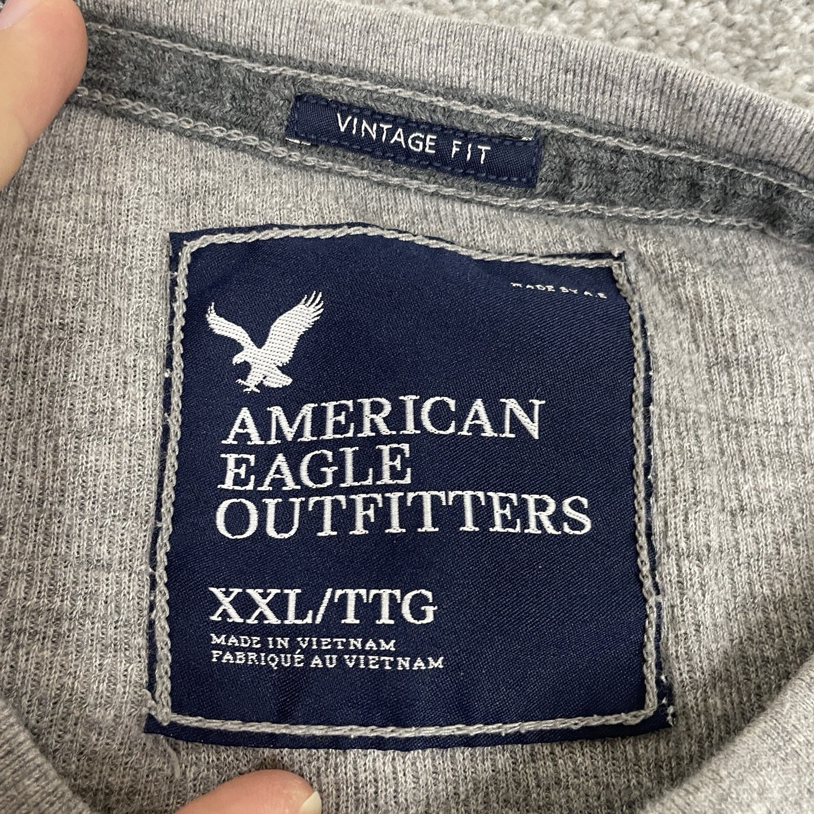 Vintage Fit Y2K American Eagle Shirt Mens XXL Embroidered Gray Thermal Waffle gallery