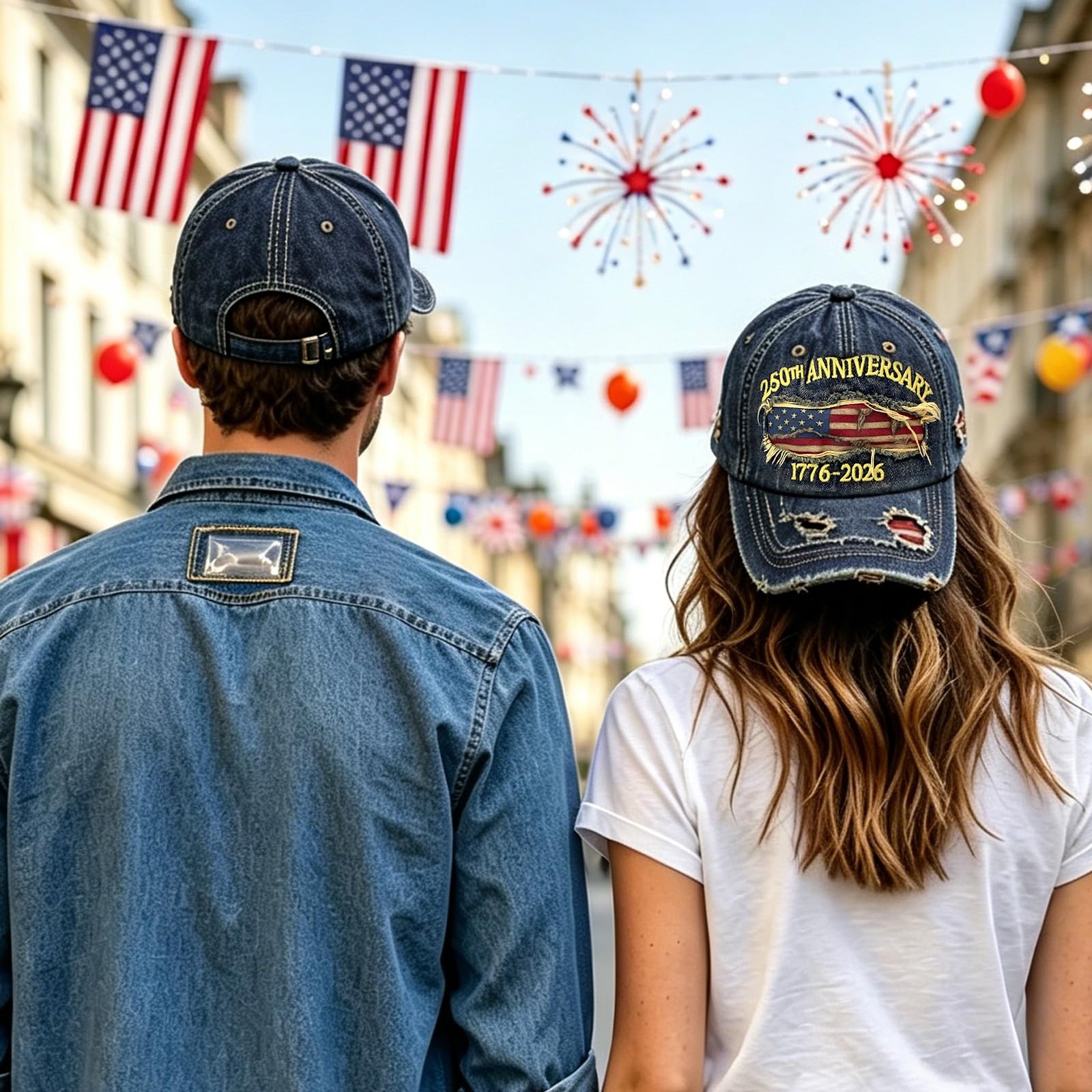 250th Anniversary USA Hat 1776-2026 Adjustable Patriotic Retro Embroidered De... gallery