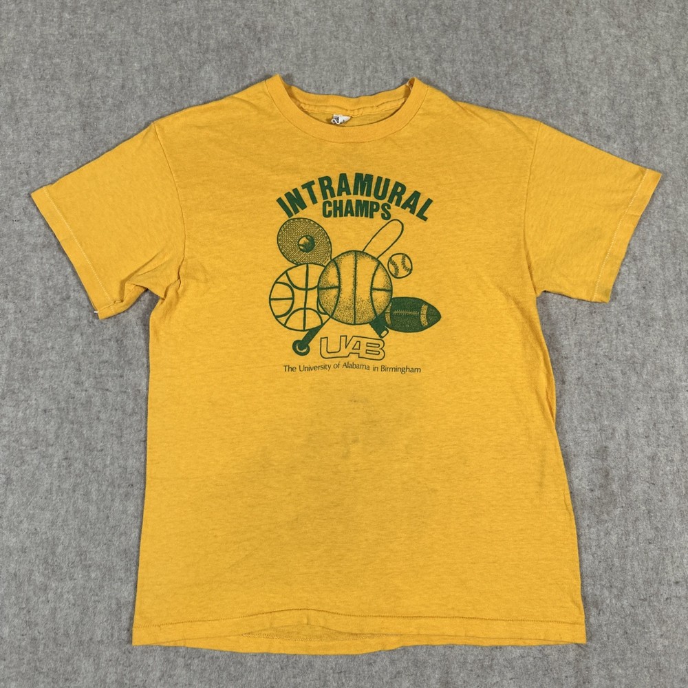 Vintage 70’s UAB Intramural Champs T -Shirt XS? Hanes Yellow Alabama Birmingham