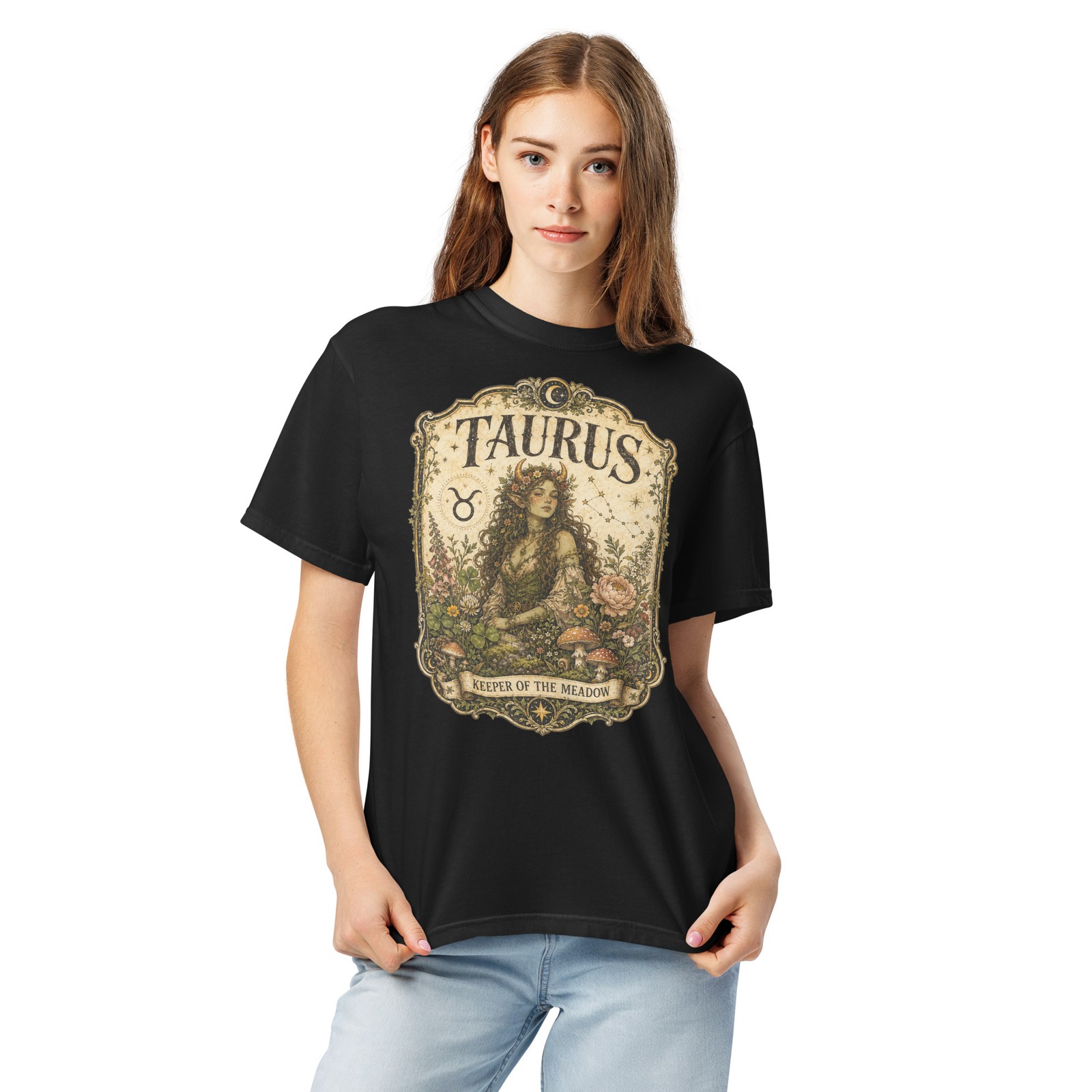 Taurus Keeper of Meadow Comfort T-Shirt Premium Fairy Fantasy Zodiac Tee S-4XL gallery