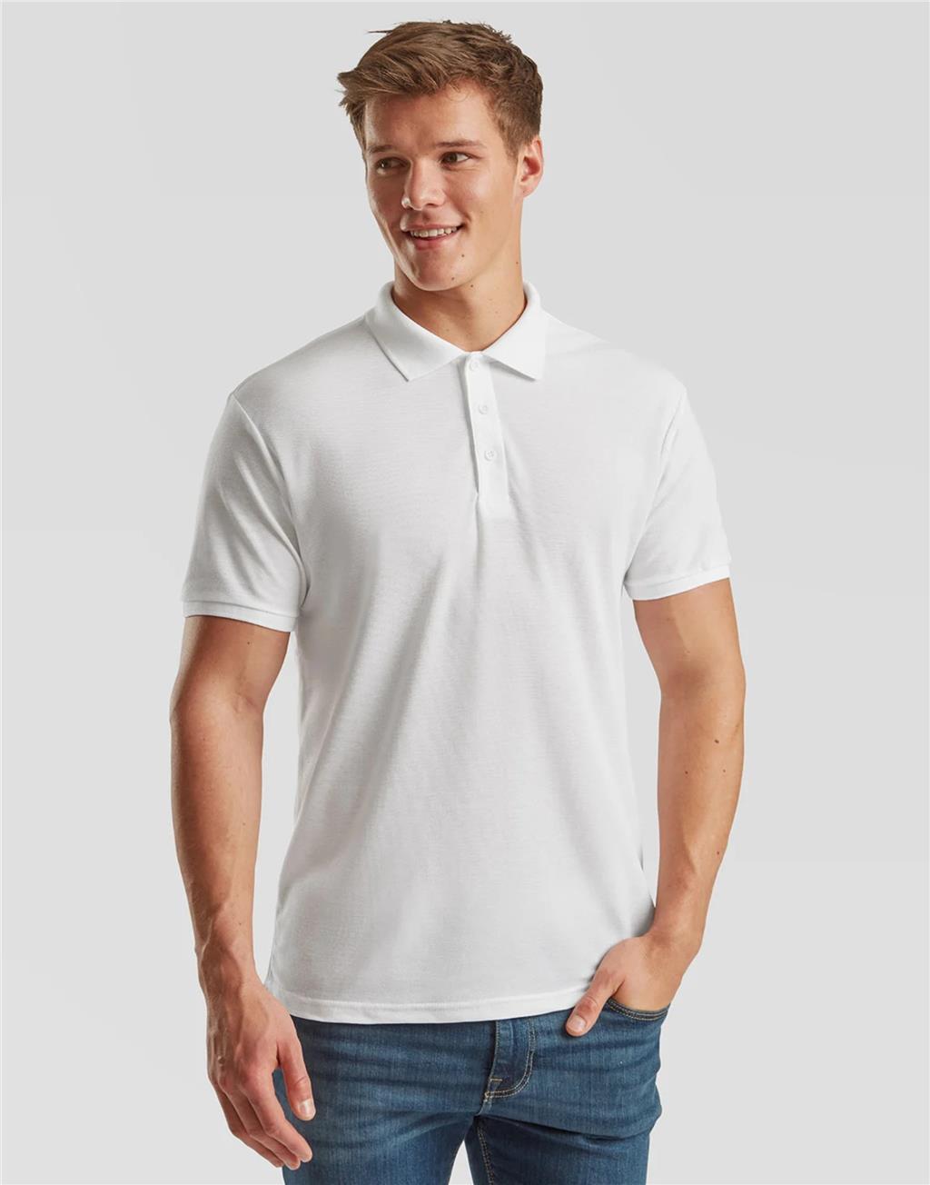 Fruit Of The Loom Mens Short Sleeve Polo T Shirt Plain Easy Care Polycotton Tops gallery