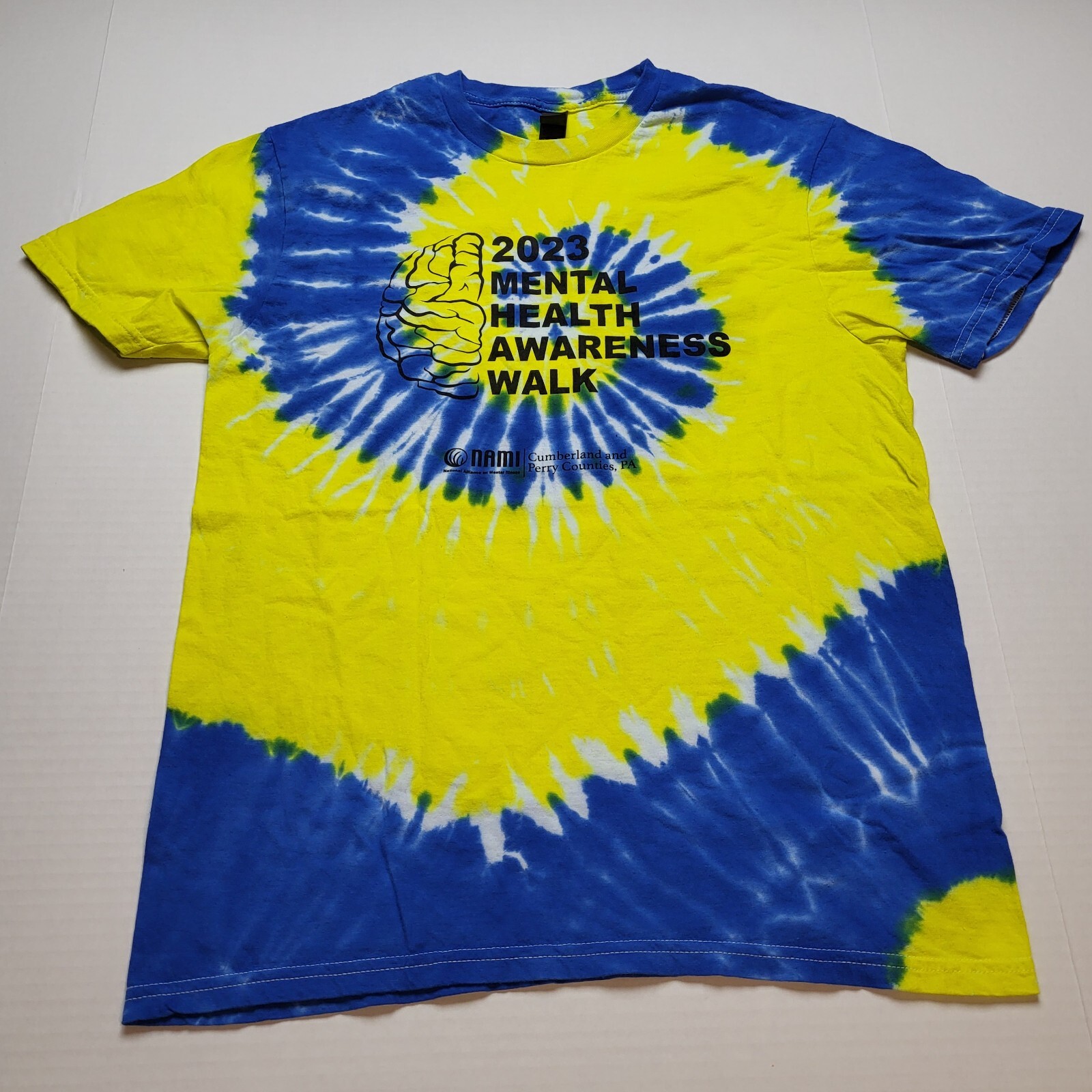 Nami Mental Health Awareness T-Shirt Mens M Blue Yellow Tie Dye Tee W6 gallery