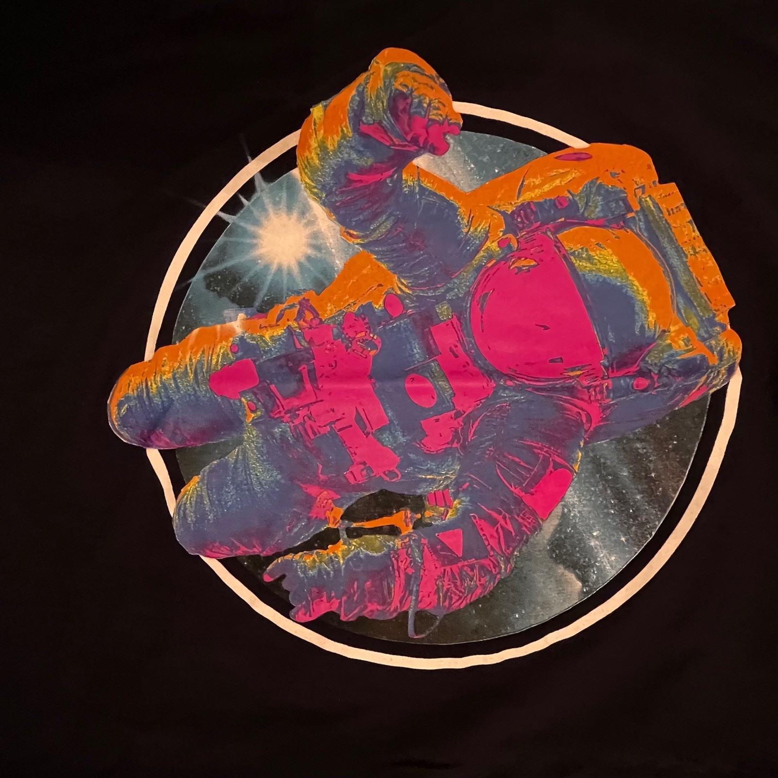 NASA Astronaut Graphic T Shirt Black Short Sleeve Crew Neck Size M Hyper Space gallery