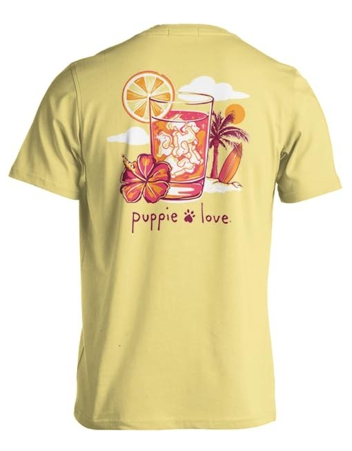 Puppie Love T-Shirt, Tropical Drink Design, Puppie Ice, Palm trees