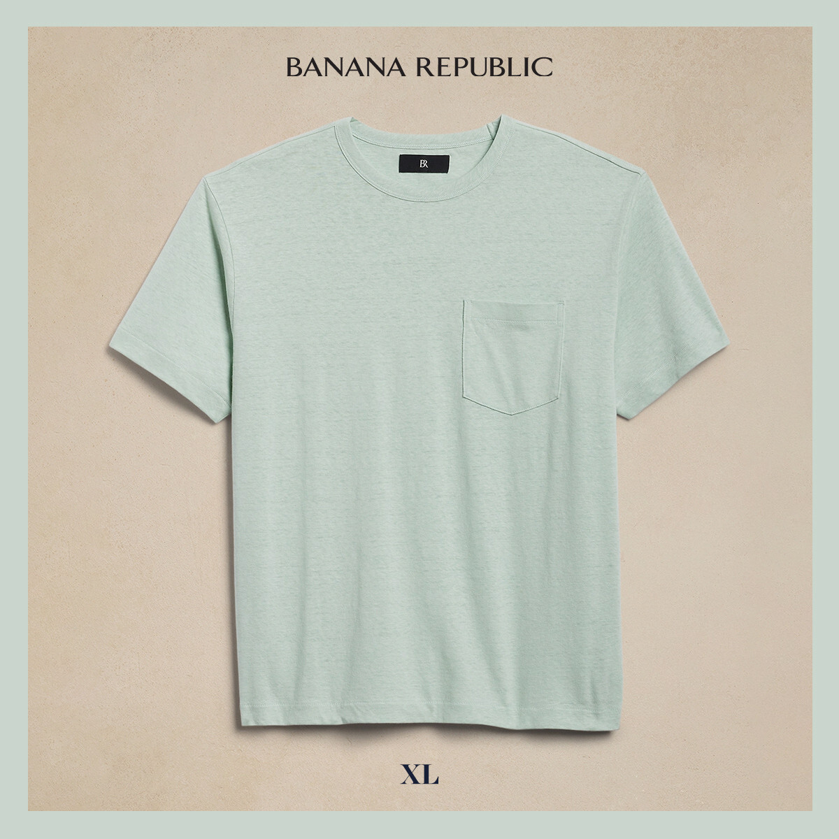 NWT – Banana Republic Men’s Linen-Cotton Crew-Neck T-Shirt Green Cenote XL $50