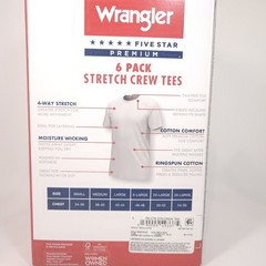 Wrangler Men 6 Pack Cotton Stretch Crew Neck Undershirts White Tee Shirts Size L