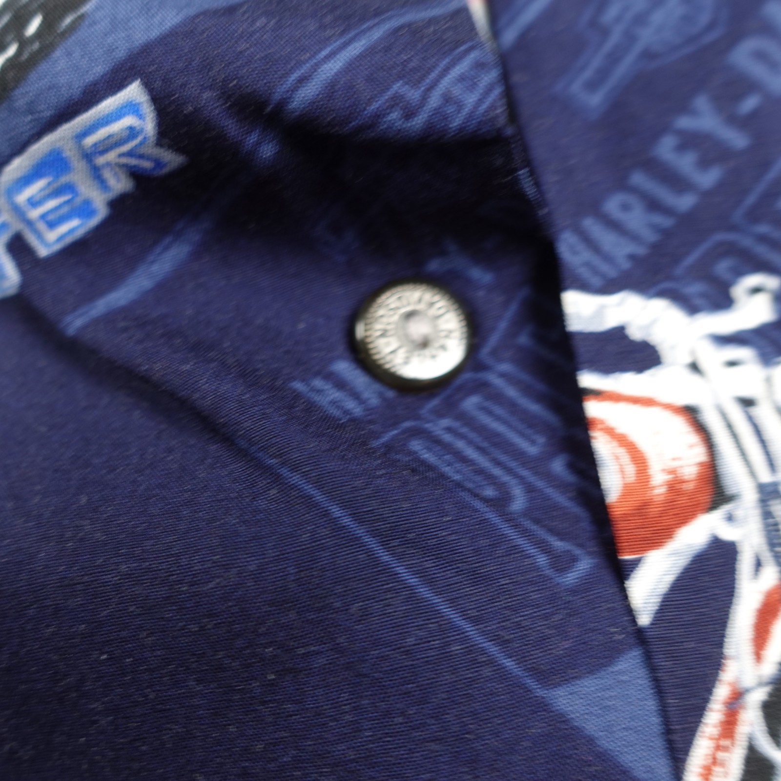 Vintage Harley Davison biker Hawaiian style all over print button up Shirt 2XL gallery
