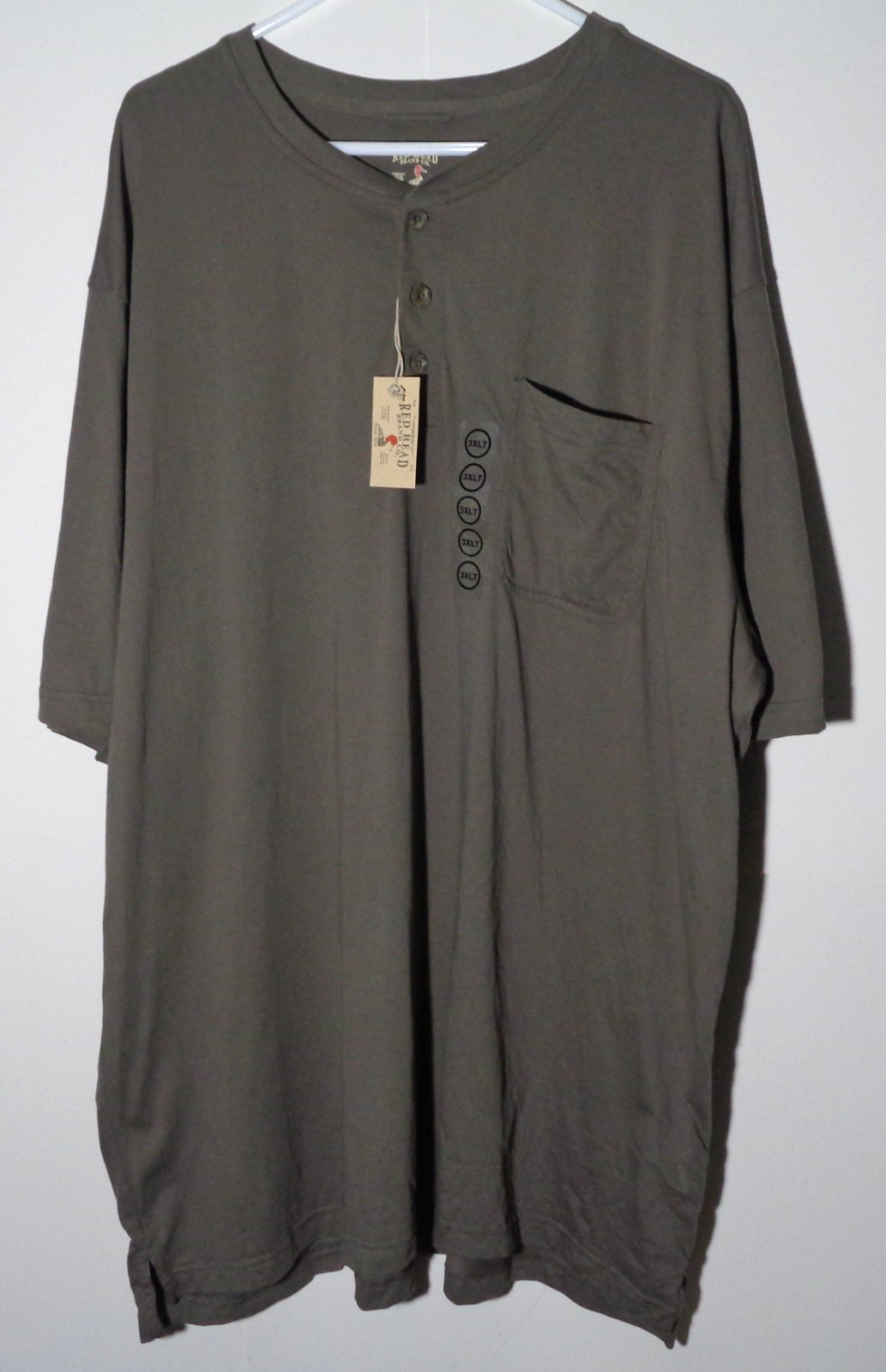 Men's Short Sleeve, Cotton Henley's by Red Head in Size 3XLT-Qty 2 gallery
