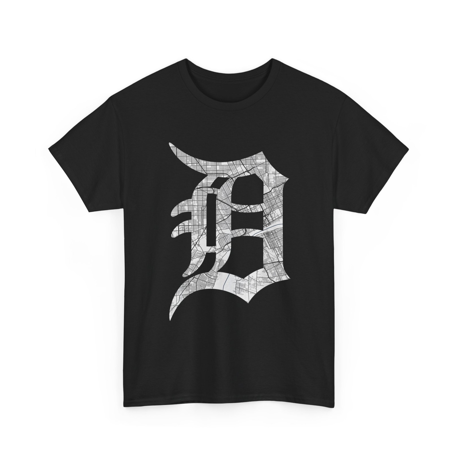 Letter D Shirt, Detroit Michigan City Road Map T-Shirt