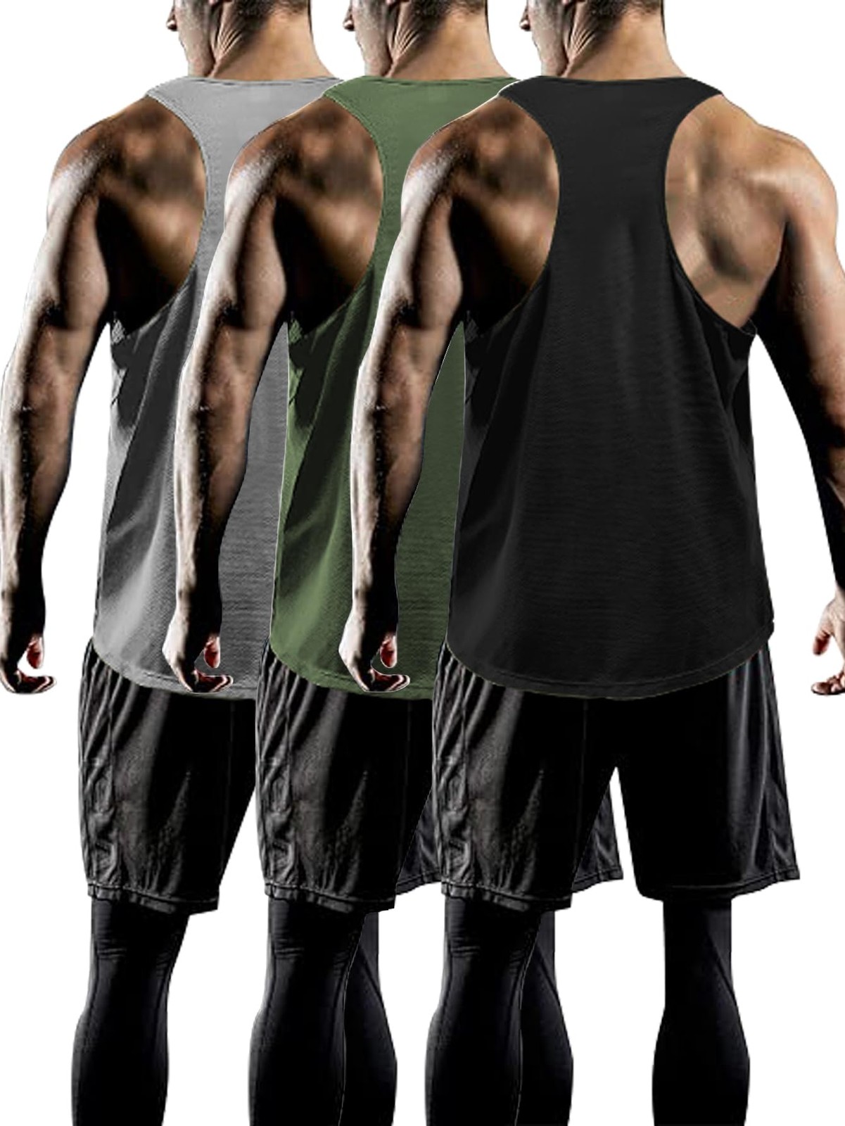 Tank Tops Men YBack Muscle 3 Pack Dry Fit Sleeveless Workout Tank Tops for Me... gallery