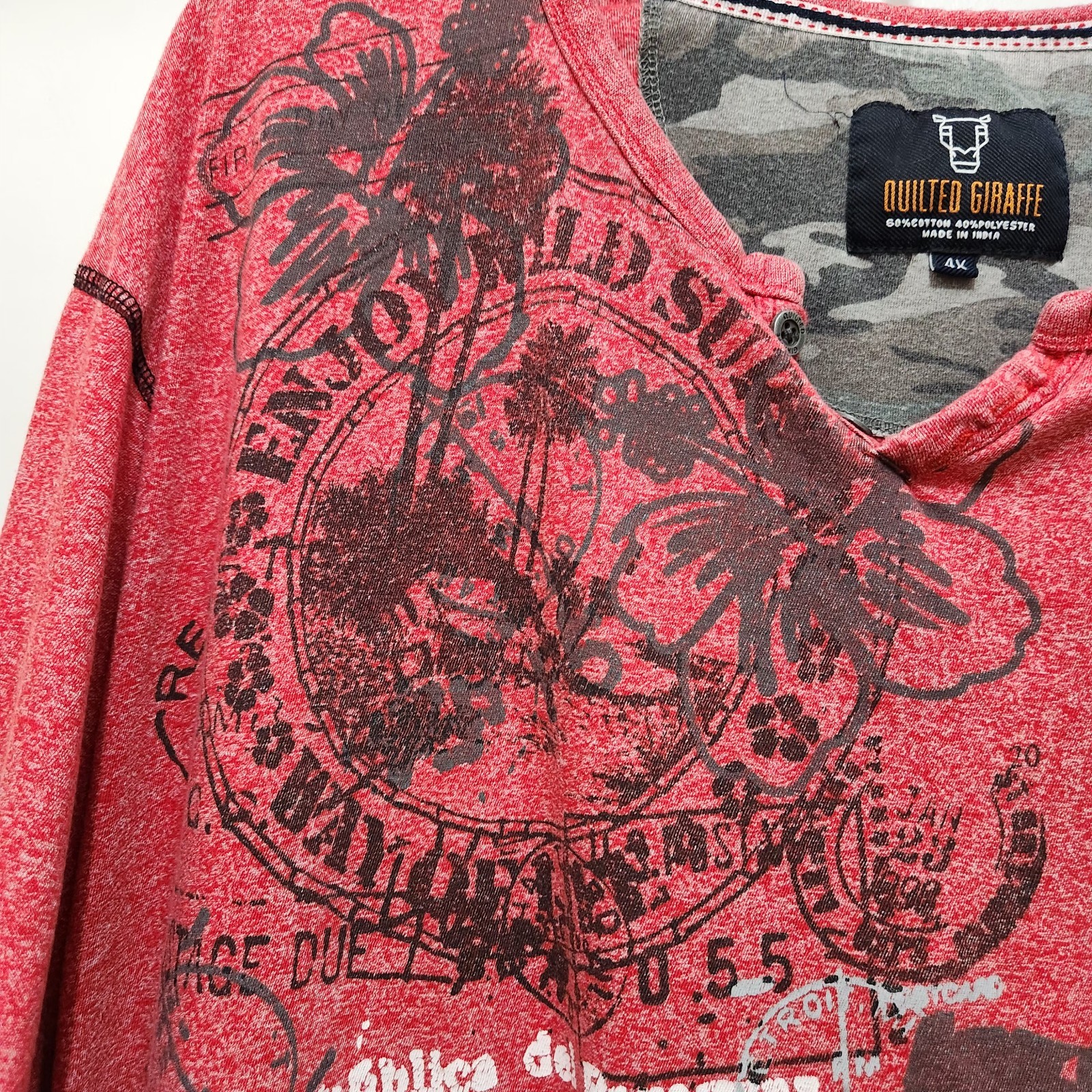 Quilted Giraffe Red Mens Sz 5x Graphic Short Sleeve T-Shirt gallery