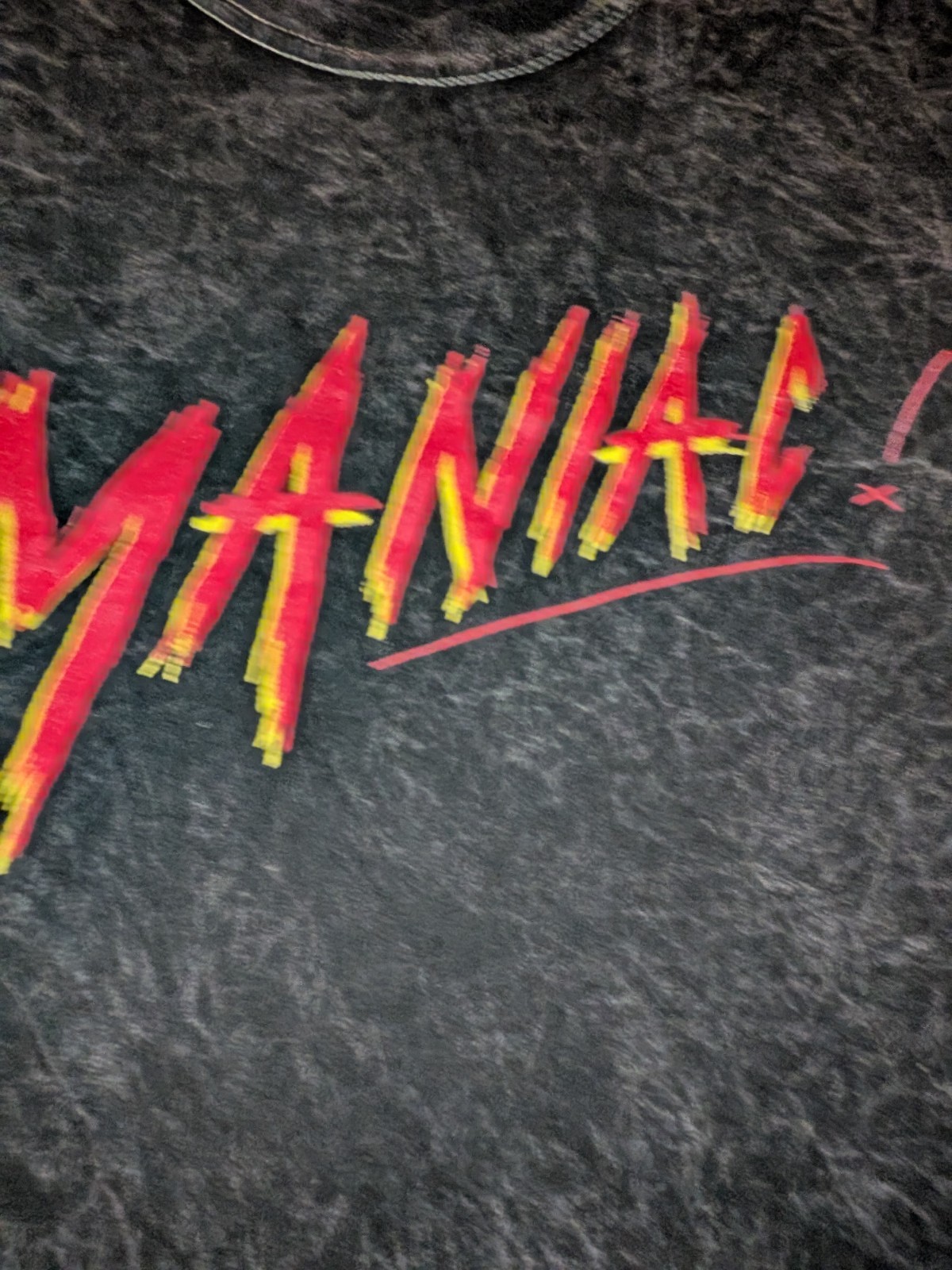 Colortone Men’s Black "MANIAC" Graphic Print Short Sleeve Crew Neck T-Shirt S gallery