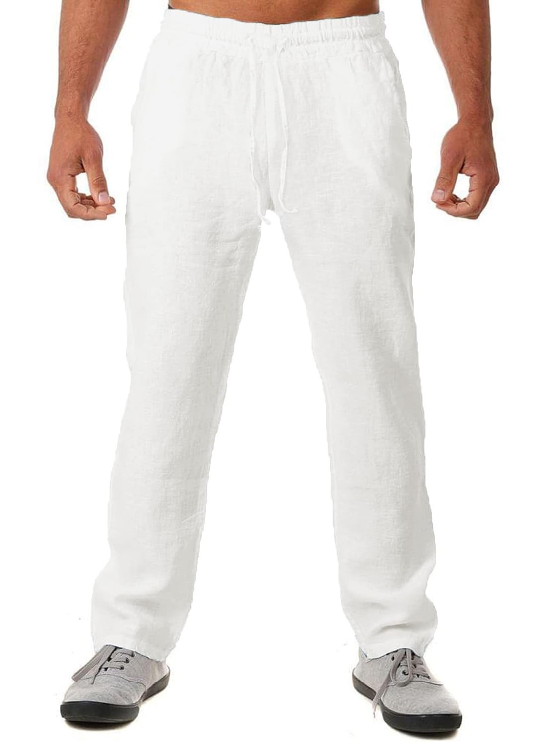 Mens Lightweight Cotton Linen Pants Casual Trousers Drawstring Beach Pockets gallery