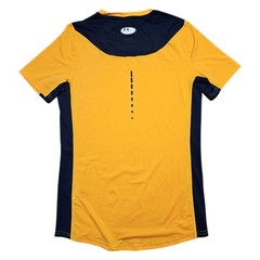 Under Armour Fitted Tee Men’s Yellow/Navy HeatGear Vent AMP Sz S Performance Tee