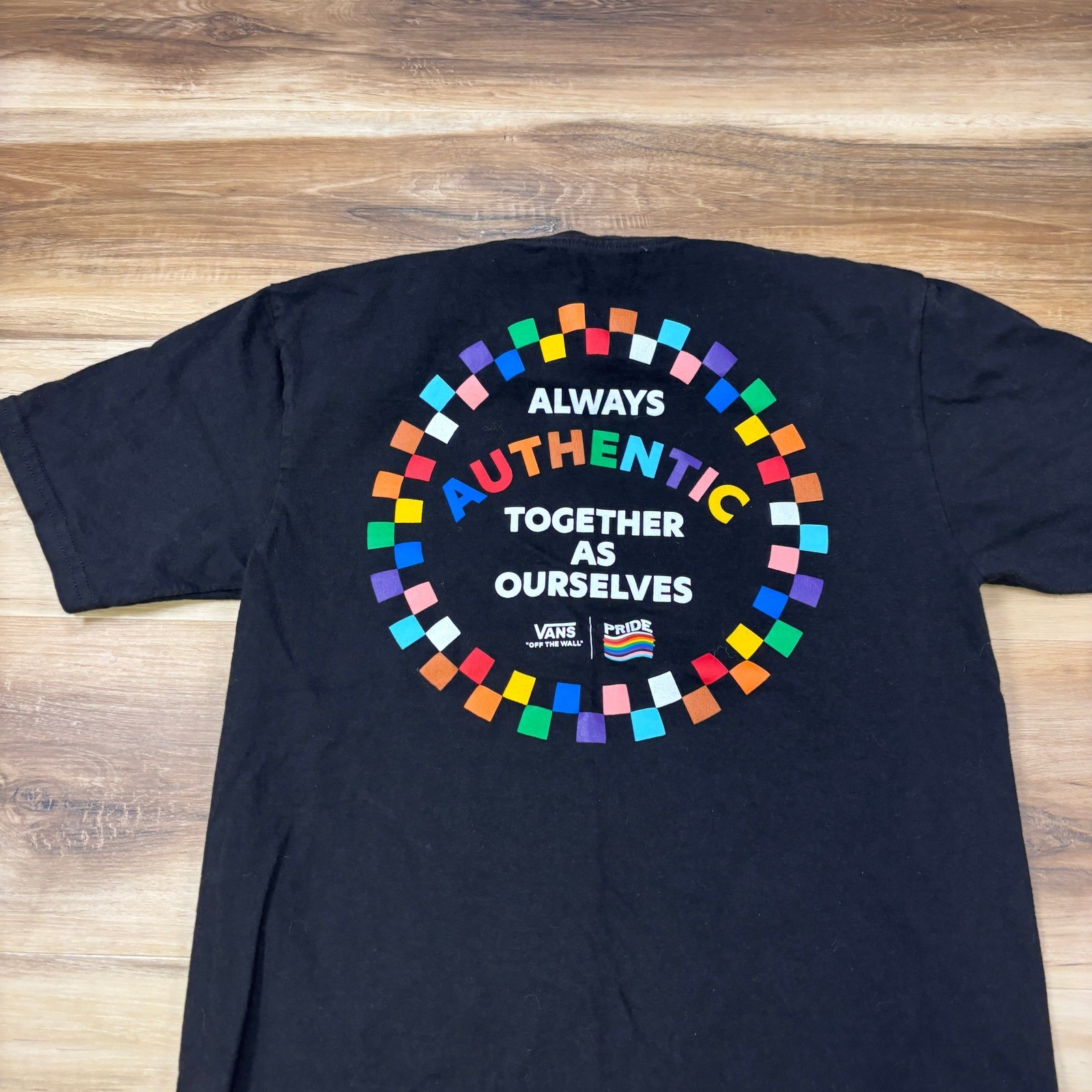 Vans Pride T-Shirt Mens Small Graphic Cotton Classic Fit Black Streetwear Tee gallery
