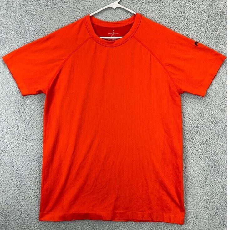 Fabletics T-Shirt Adult XL Orange Nylon Blend Hiking Short Sleeve Tee Logo Mens gallery