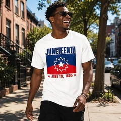 Juneteenth Red White Blue Freedom Flag T-Shirt, Blue Juneteenth Flag Shirt