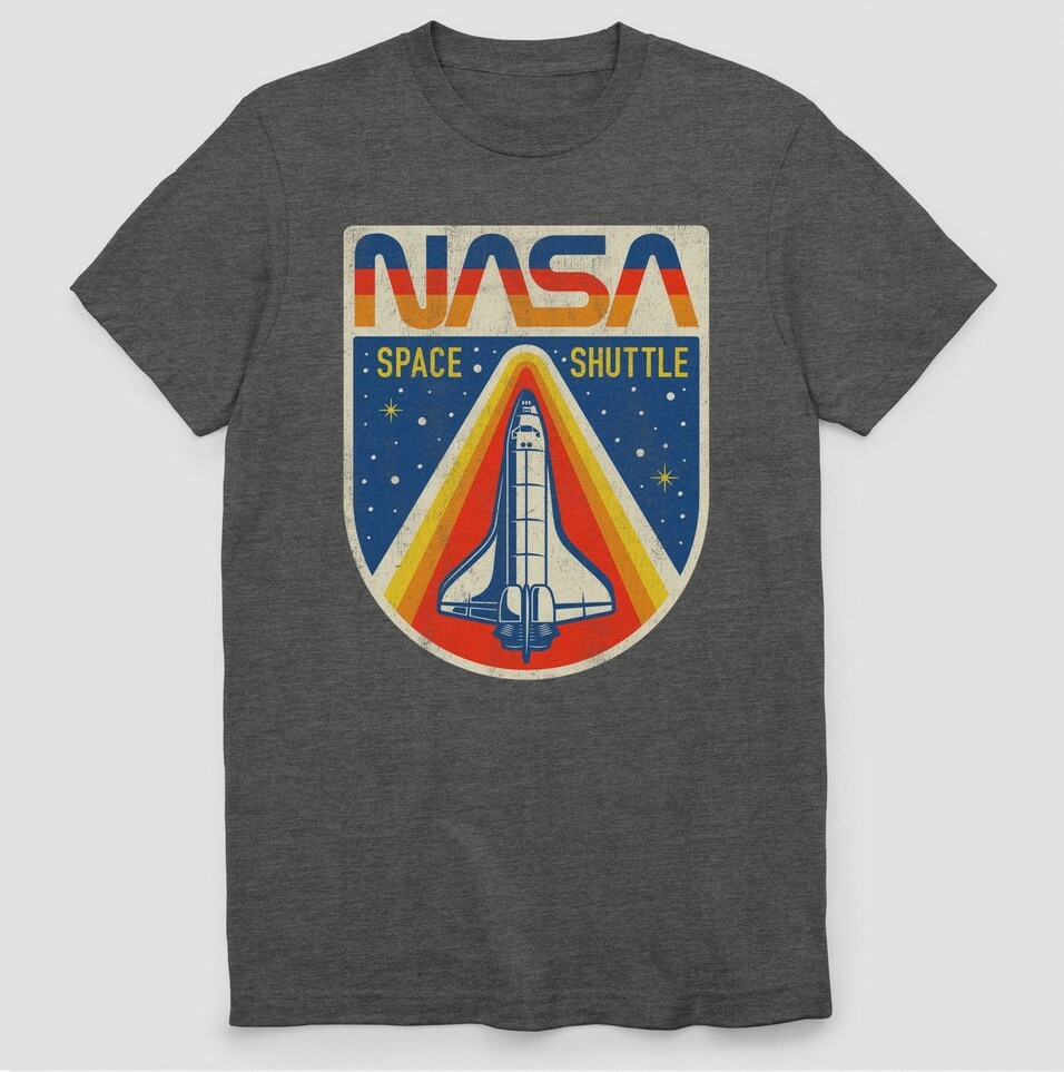 NASA Space Shuttle Logo T-shirt Mens S SMALL Gray Cape Canaveral Rocket NWT gallery