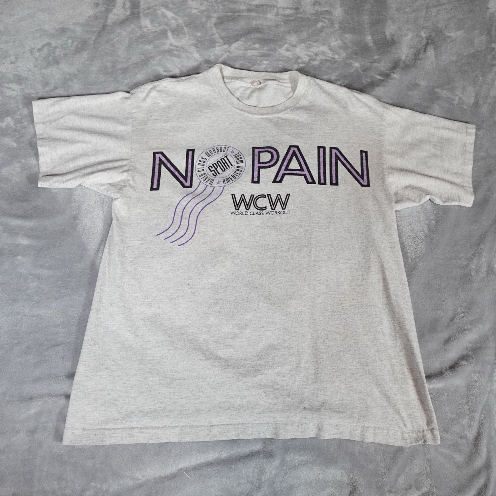 Vintage World Class Workout No Pain No Gain T Shirt Mens OSFA (Fits Slim XL) 90s gallery