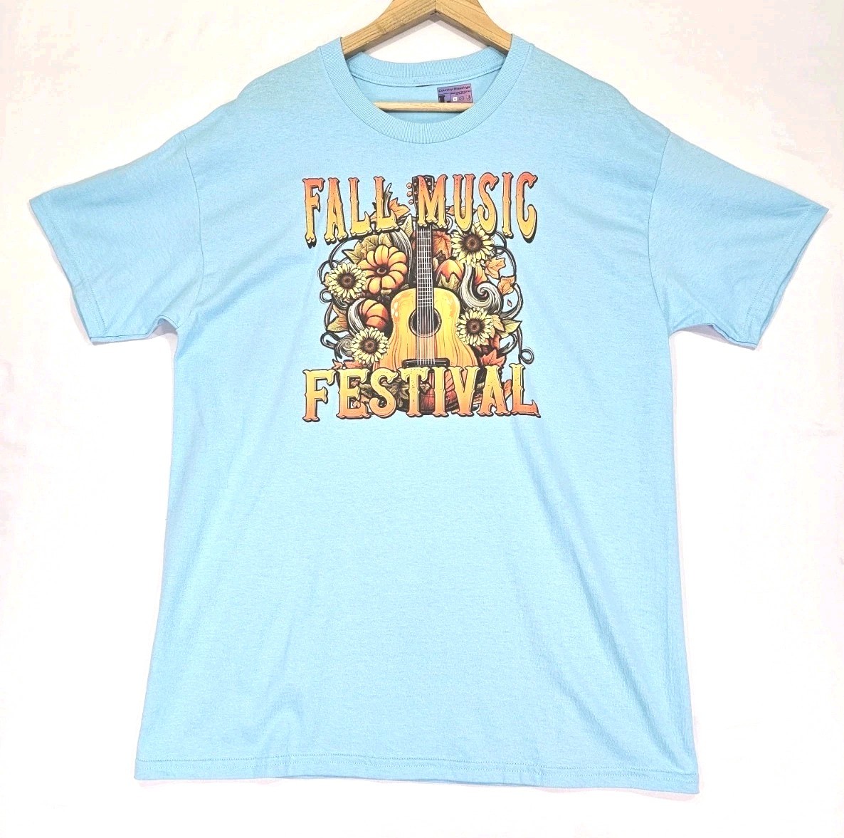 Fall Music Festival Seasonal Flower Art Shirt Size Large Guitar Fun Gift gallery