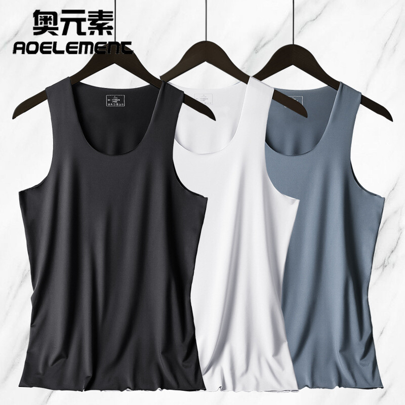 Mens Ice Silk Underwear Tank Top Shirt Sleeveless T-Shirt Sexy Wife Beater