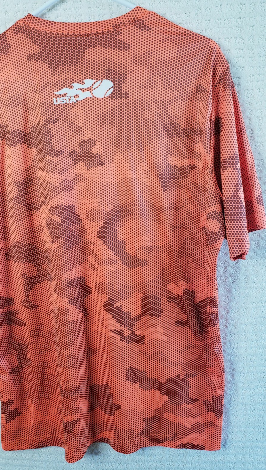 Sport-Tek Men's L Orange CamoHex S Sleeve Tennis Tee USTA CCTA QuickDry ST370 gallery