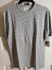 Champion Spellout Diagonal Heritage Athletic Apparel Shirt Gray Mens L NWT grey