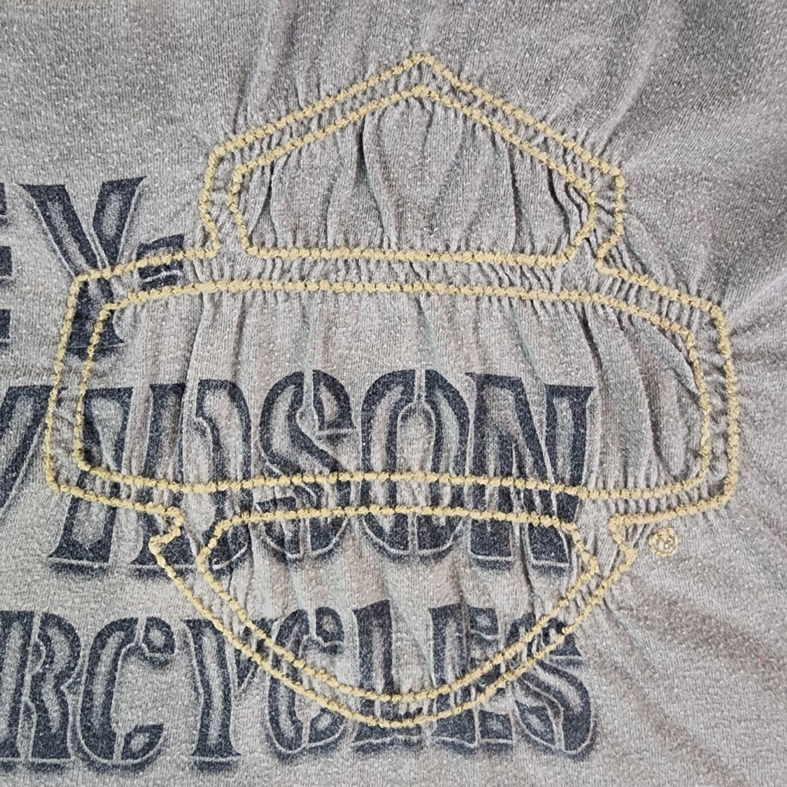 Harley Davidson Mens Sleeveless T-Shirt Large Brown Embroidery Wide Strap #1817 gallery