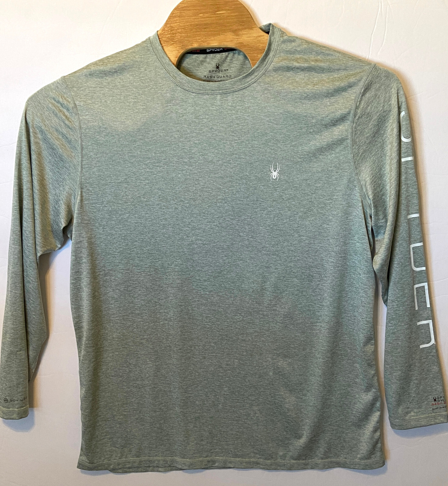 Spyder Swim Rash Guard Surf Sand Sun UPF 50+ Quick Dry Green LS T-Shirt Men’s L