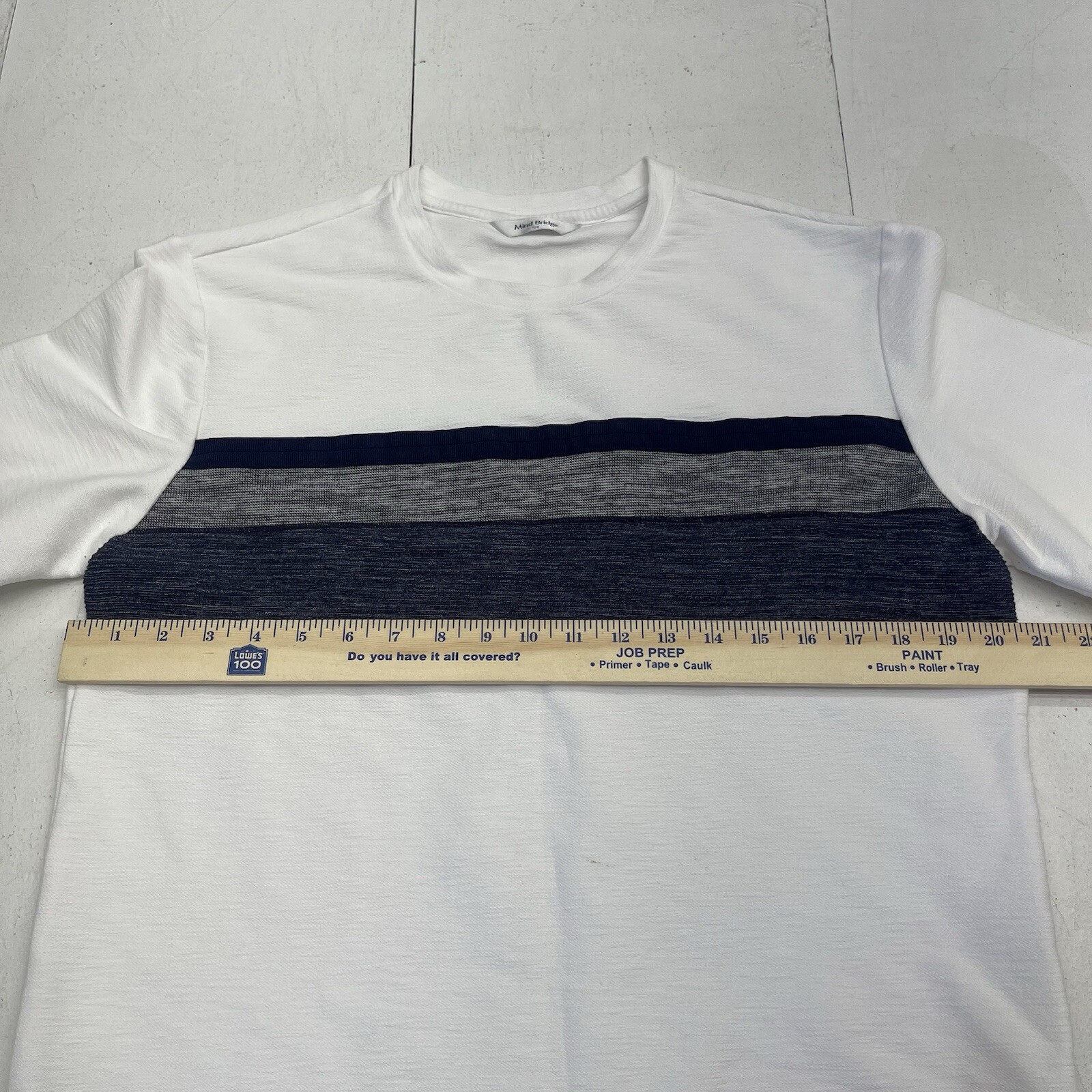 Mind Bridge White Blue Gray Stripe Colorblock T Shirt Mens Size 100 gallery
