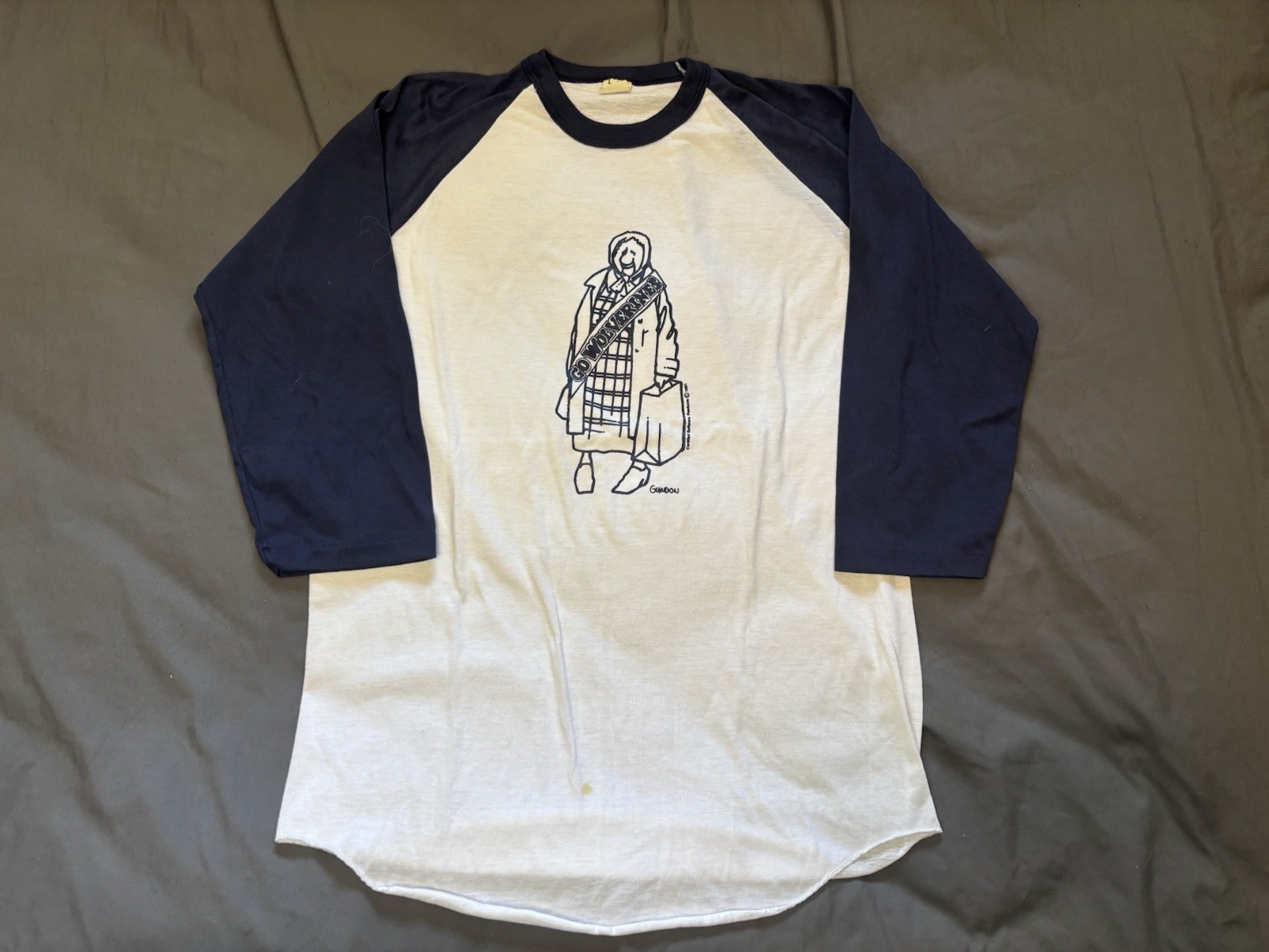 Vintage Go Wolverines Raglan Shirt Mens Large White Blue Michigan Guindon 1991