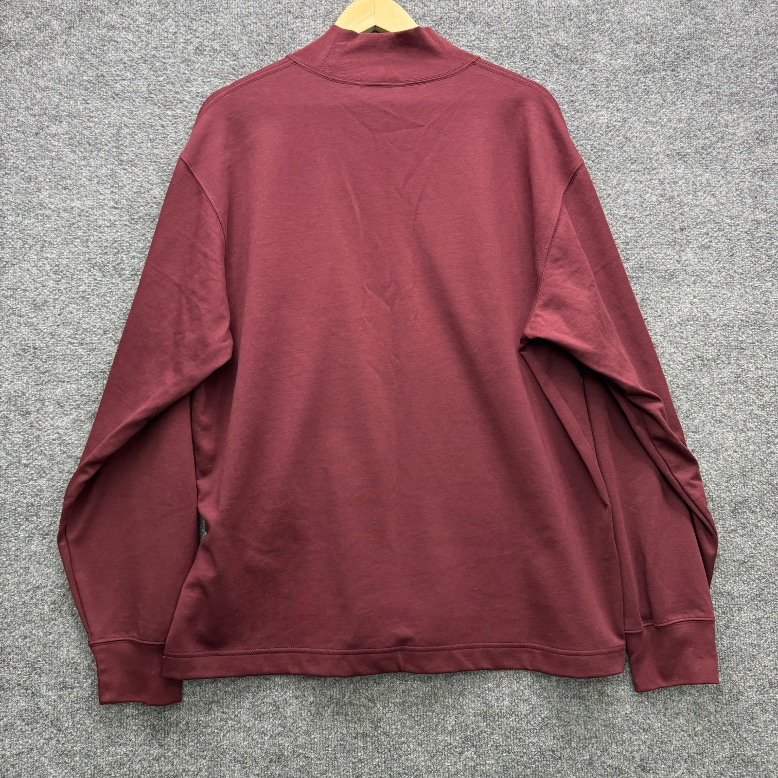 Uniqlo U Mock Neck Long Sleeve Shirt Mens L Burgundy Heavyweight Casual Tee gallery