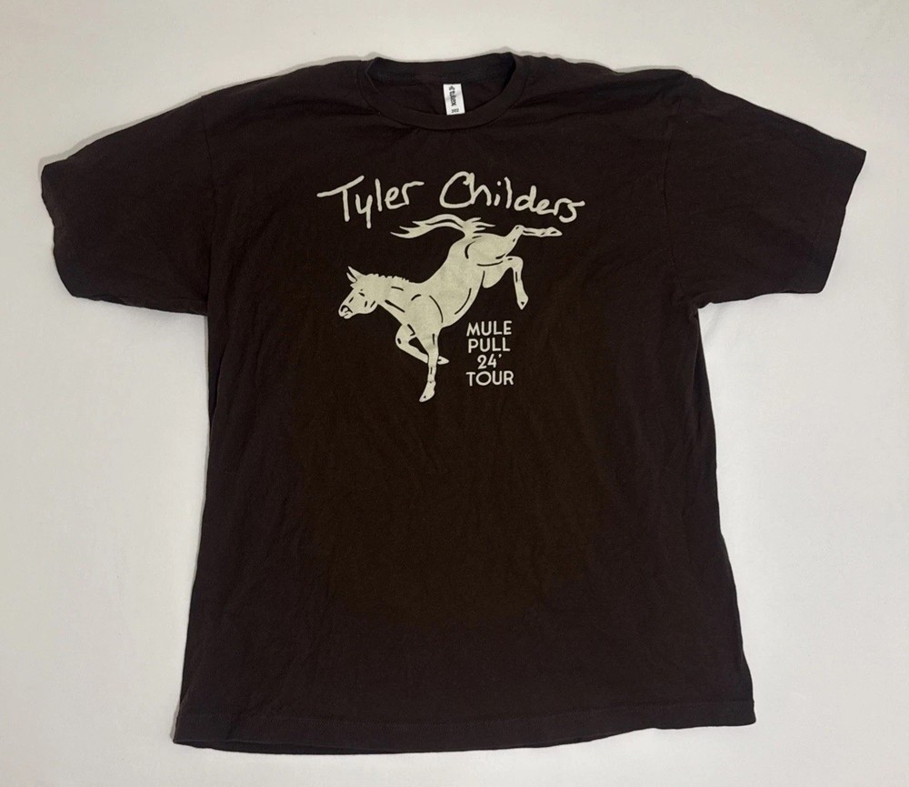 Tyler Childers Mule Pull Tour 2024 Brown Graphic Concert T-Shirt Size XL EUC