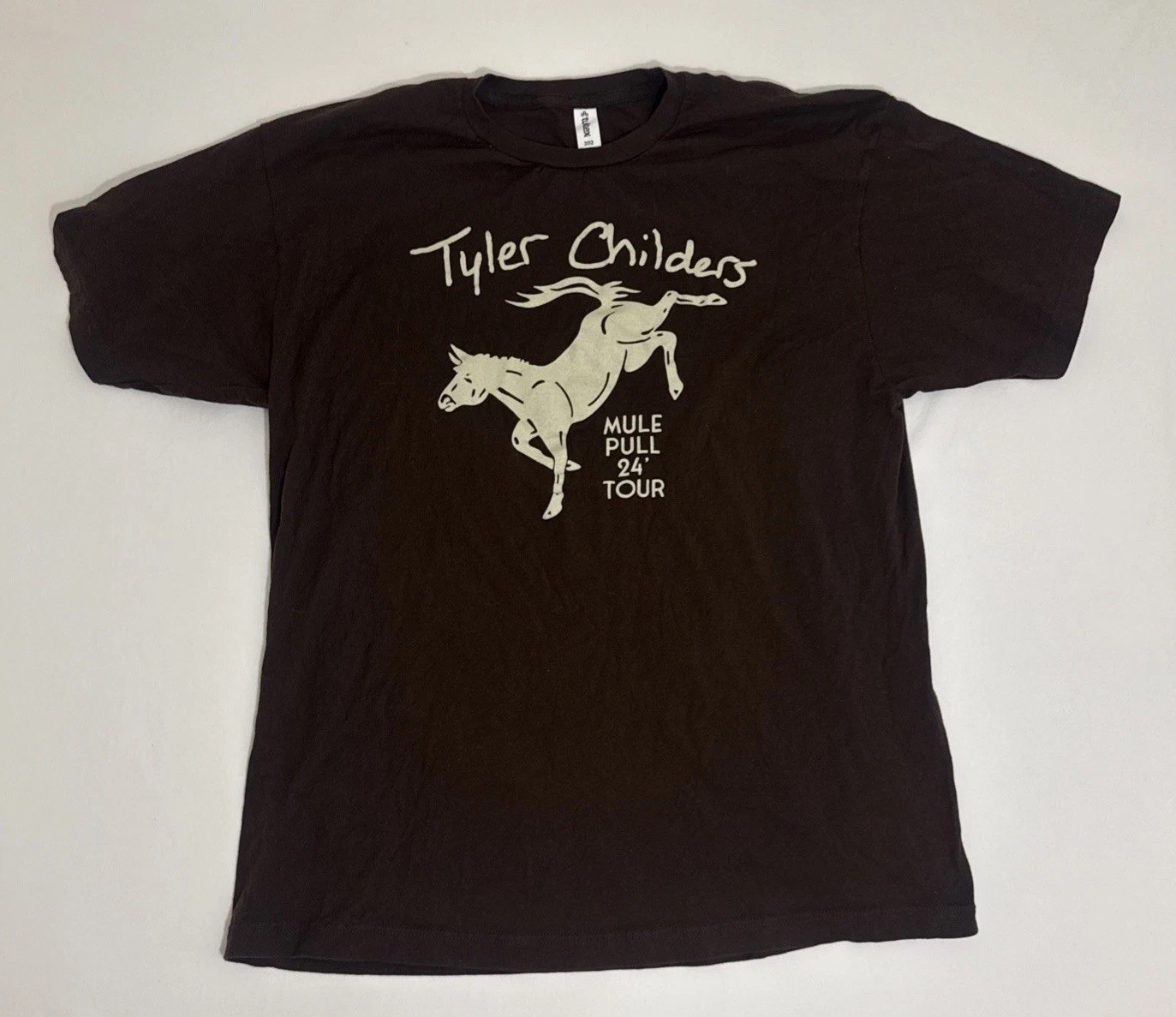 Tyler Childers Mule Pull Tour 2024 Brown Graphic Concert T-Shirt Size XL EUC