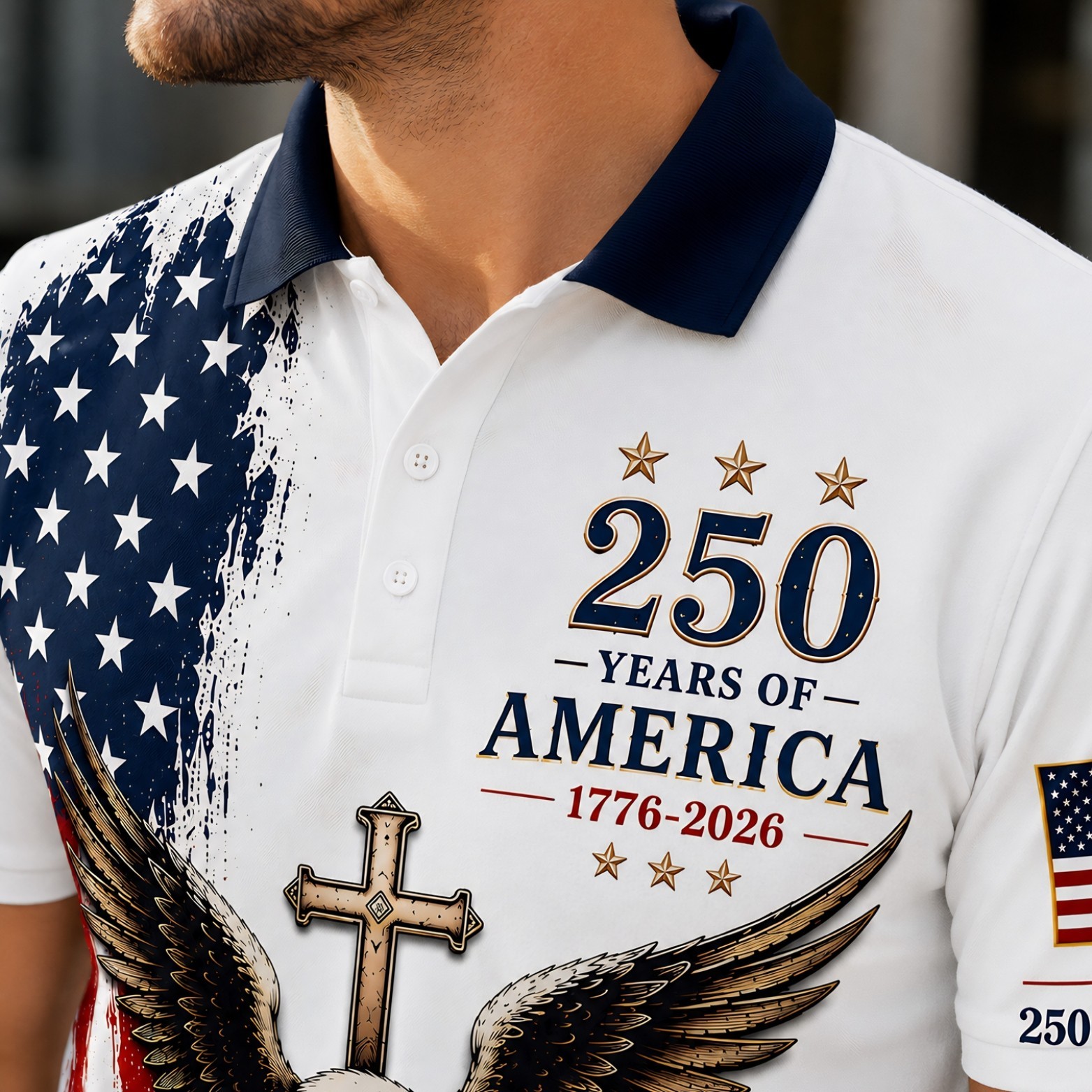 250th Anniversary Polo Shirt, Men's 1776–2026 Freedom Patriotic Polo (S-5XL) gallery