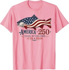 250 America Years 1776 2026 Fishing USA Flag Fisherman T-Shirt
