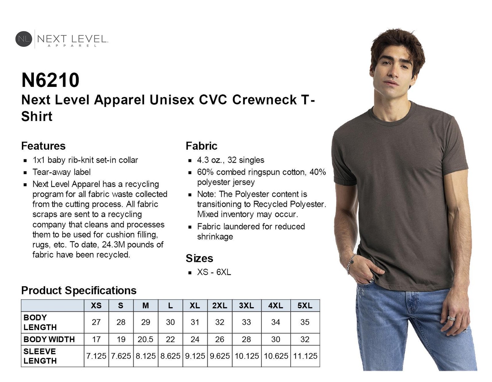 Next Level Apparel Unisex Premium CVC Crew Neck Short Sleeves T-Shirt N6210 gallery