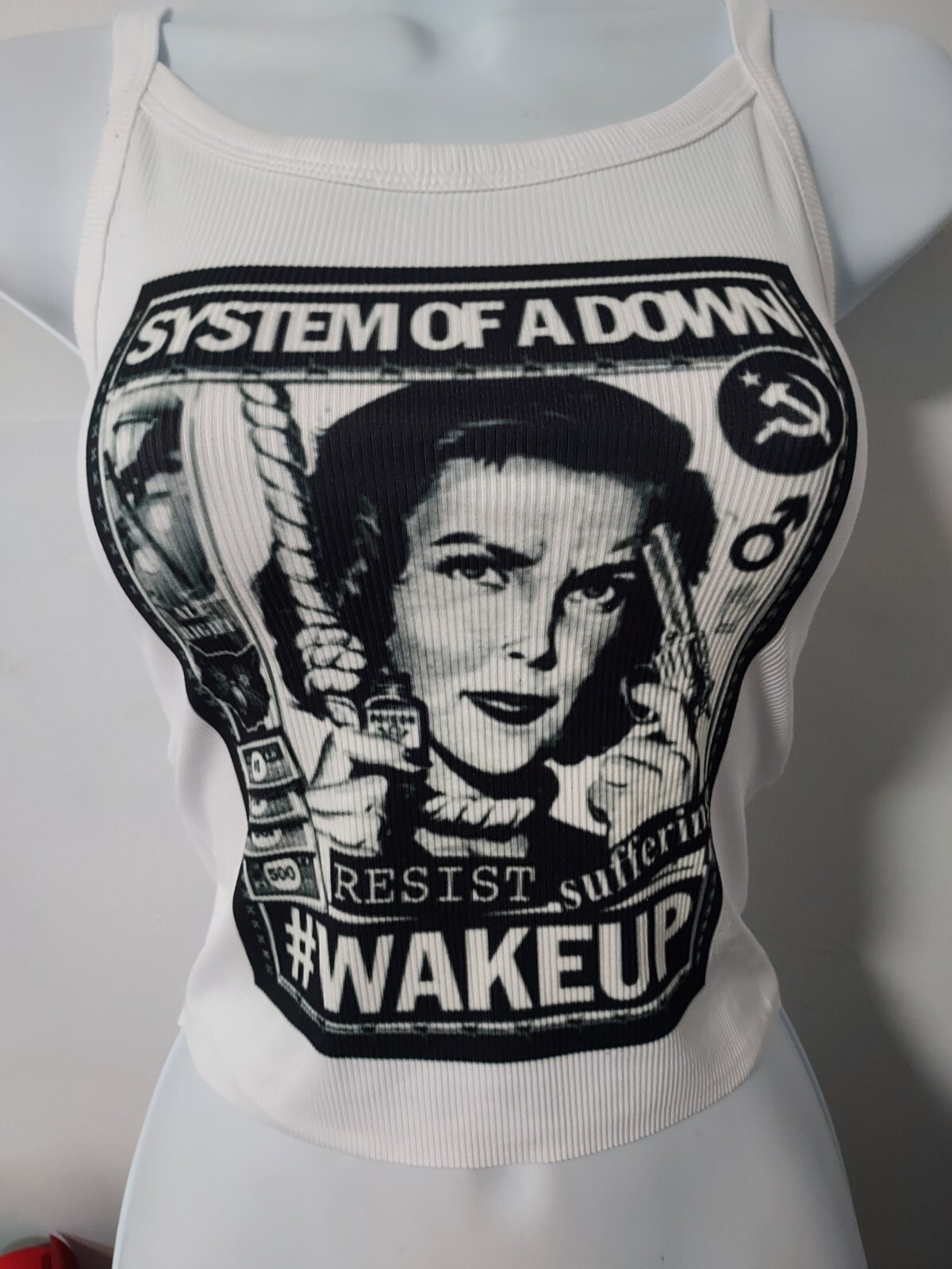 System of a down wake up crop top system of a down tank top ribbed hand cropped gallery